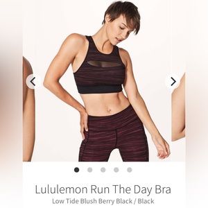 Lululemon Run The Day Bra Size 6 Low Tide Blush Berry Black / Black